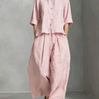 Three-Quarter Sleeve Shirt & Loose Trousers Two-Piece Set - MANDOTOS INTERNATIONALTwo-Piece Set