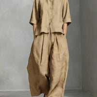 Three-Quarter Sleeve Shirt & Loose Trousers Two-Piece Set - MANDOTOS INTERNATIONALTwo-Piece Set