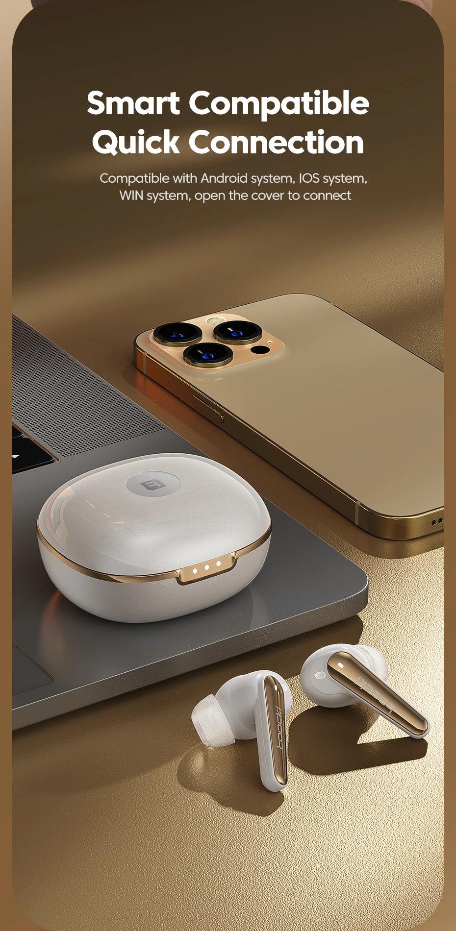 Toocki ANC Bluetooth Earphone 5.4 Dual Noise Cancellation Waterproof Wireless Headphone 3D Stereo In-ear ENC Earbuds With Mic - MANDOTOS