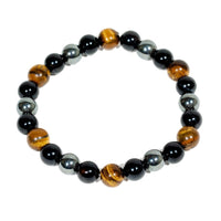 Triple Protection Bracelet WIth Tigers Eye, Hematite, and Obsidian(7.5 inches) - MANDOTOS INTERNATIONAL