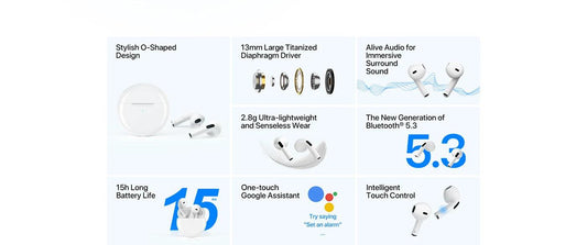 UMIDIGI G1 Buds TWS Wireless Earphones Bluetooth 5.3 ENC Sport Noise Reduction 380mAh Headsets With Microphone - MANDOTOS