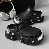 Unisex Summer Sandals Rivet Metal Design Quick-drying Anti-slip Beach Slippers Men's Chunky Shoes Size 36-45 - MANDOTOS INTERNATIONAL