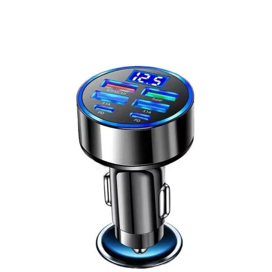 UYUXIO 6 in 1 USB C Car Phone Charger Adapter with Voltage Display Dual PD Super Fast for iPhone 15 Pro max OPPO Samsung Huawei - MANDOTOS