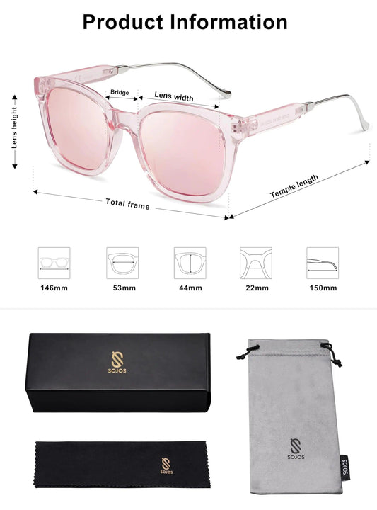 SOJOS Classic Square UV400 Polarized Sunglasses SJ2050 - MANDOTOS