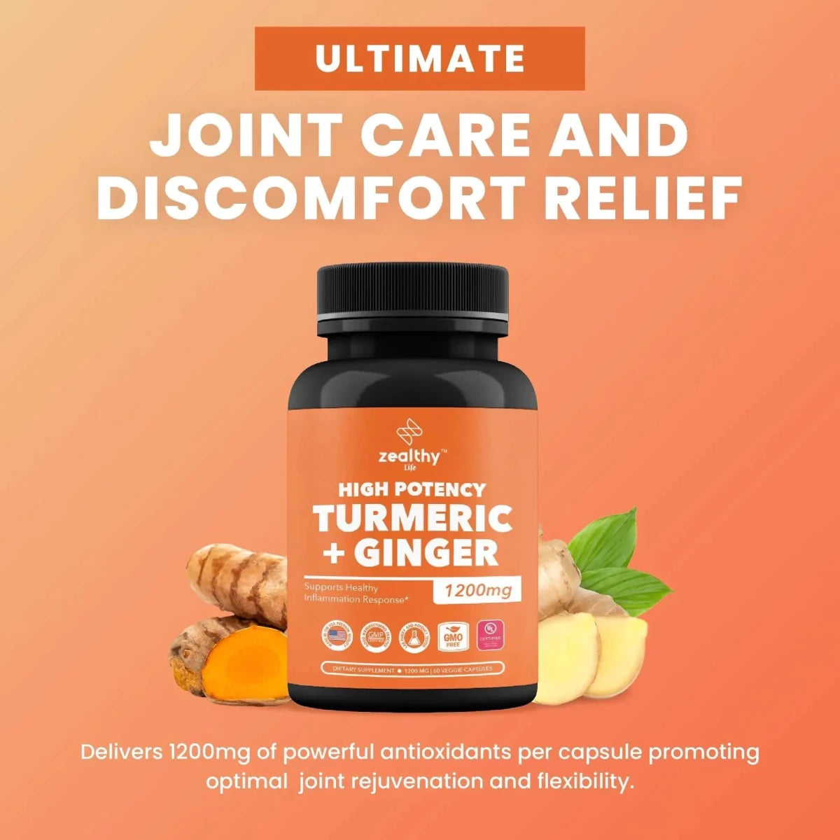 Turmeric & Ginger 1200mg Advanced Joint Support - 180 Caps - MANDOTOS INTERNATIONAL