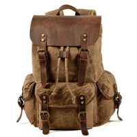 Vintage Batik Canvas Leather Backpacks for Men Laptop Daypacks Waterproof Canvas Rucksacks Mountaineering Travel Backpack - MANDOTOS INTERNATIONAL