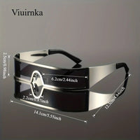 VIUIRNKA Men's Sunglasses, Cyberpunk Metal Wraparound Frame, Wide Temple Futuristic Design With Case, Lightweight Street Style - MANDOTOS INTERNATIONAL