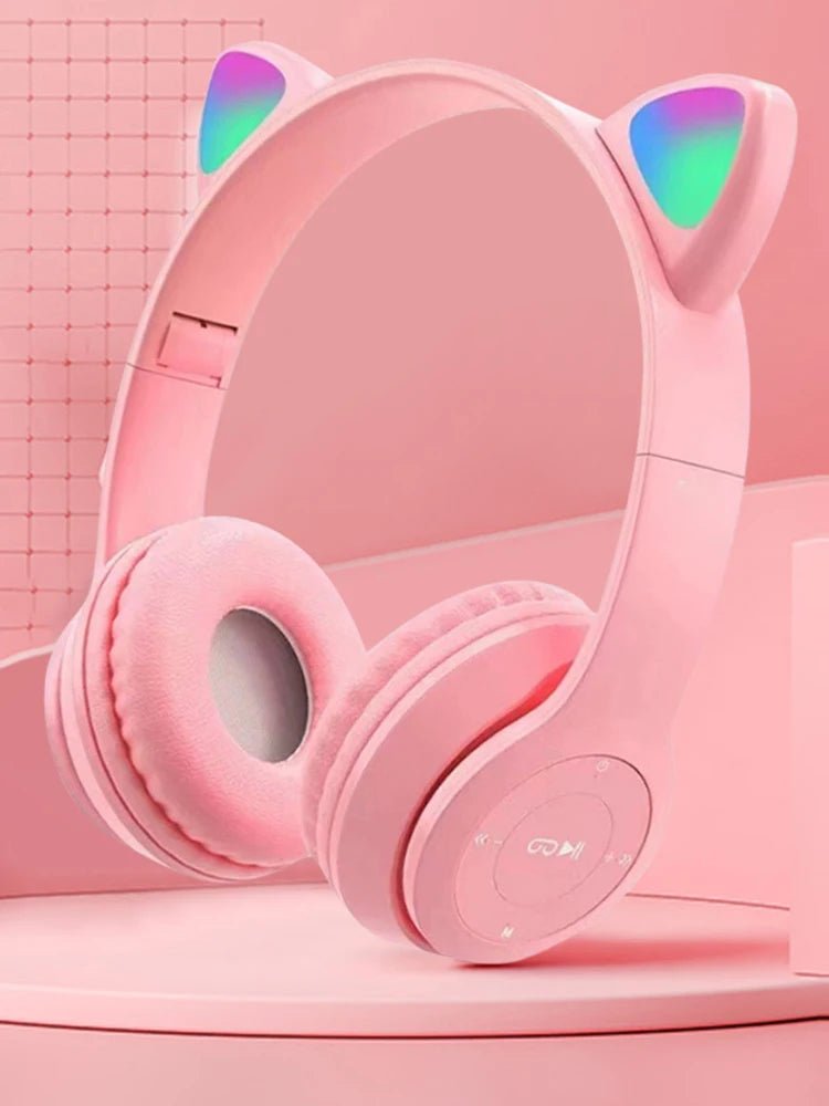 Glow Light Cat Ear Bluetooth Headphones for Kids and Adults - MANDOTOS INTERNATIONAL