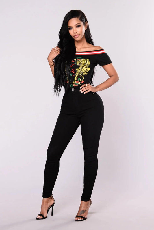 Women High Waist Stretch Hip Lift Denim Skinny Pants Jeans Full Length Sexy Slim Bleachded Solid Color Pants - MANDOTOS