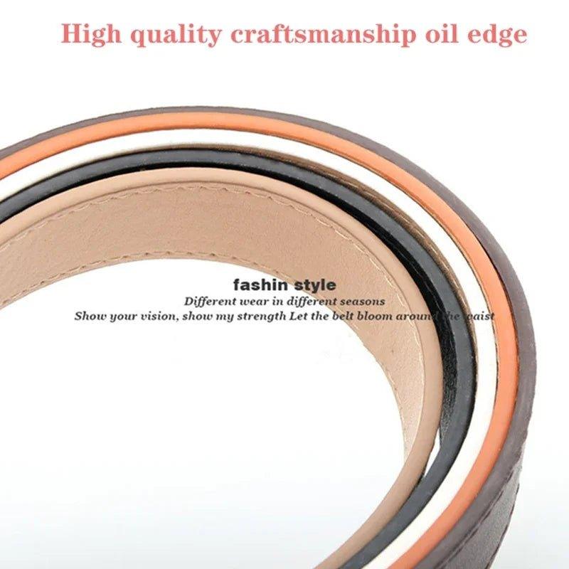 Women's Belt Fashion Pin Buckle Thin Belt Genuine Luxury Soft Belt Women With Cargo Pants Jeans Windproof Belt Pu Leather Belt - MANDOTOS