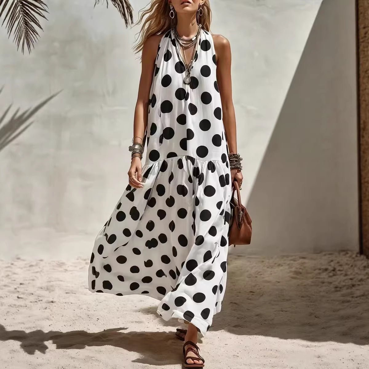 Women's Digital Print Short Sleeve Loose Maxi Dress – Knit Fabric - MANDOTOS INTERNATIONALDresses