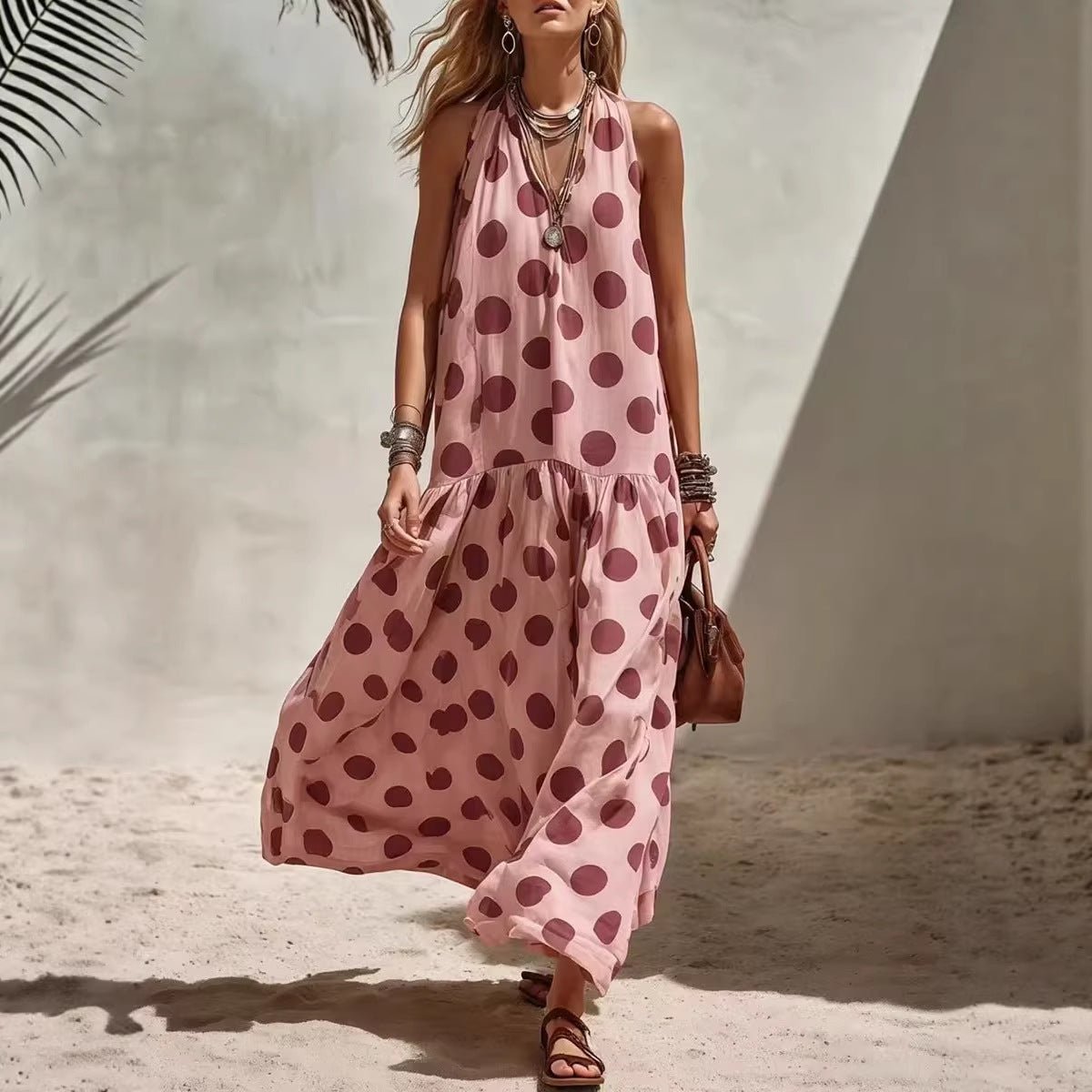 Women's Digital Print Short Sleeve Loose Maxi Dress – Knit Fabric - MANDOTOS INTERNATIONALDresses