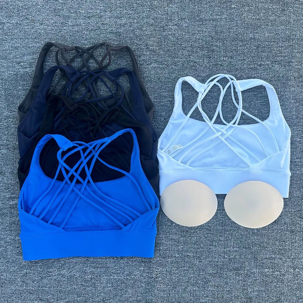Women's Fitness Sports Bra Anti-Sweat Fitness Top Women Yoga Bra Shockproof Crop Top Cross Back Sport Bra Gym Workout Top - MANDOTOS INTERNATIONAL