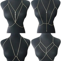 Women's Gold Body Chain Necklace Bikini Jewelry Set - 4 Pieces - MANDOTOS INTERNATIONAL