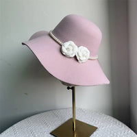 French Style Fedora Hat for Women - Wide Brim Felt Hat - Winter Autumn Derby Jazz Hats - MANDOTOS INTERNATIONAL
