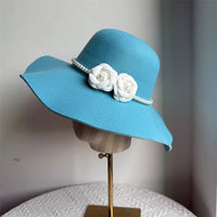 French Style Fedora Hat for Women - Wide Brim Felt Hat - Winter Autumn Derby Jazz Hats - MANDOTOS INTERNATIONAL