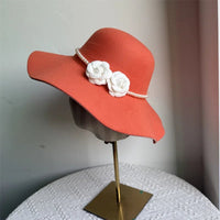 French Style Fedora Hat for Women - Wide Brim Felt Hat - Winter Autumn Derby Jazz Hats - MANDOTOS INTERNATIONAL