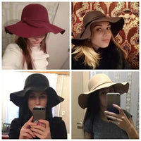 French Style Fedora Hat for Women - Wide Brim Felt Hat - Winter Autumn Derby Jazz Hats - MANDOTOS INTERNATIONAL