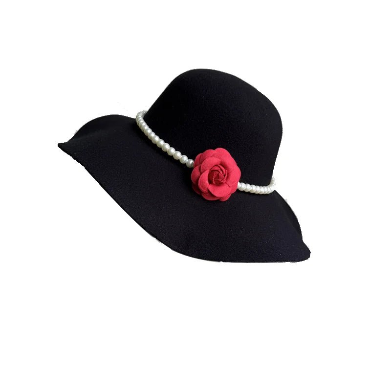 French Style Fedora Hat for Women - Wide Brim Felt Hat - Winter Autumn Derby Jazz Hats - MANDOTOS INTERNATIONAL