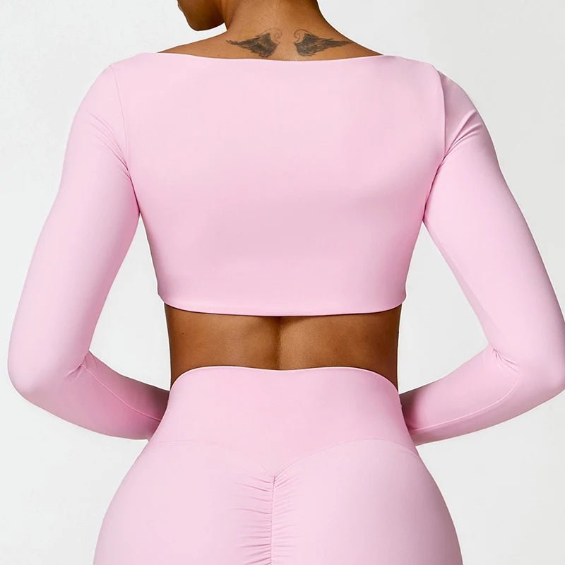 Women's Long Sleeve Fitness T-Shirt Gym Push Up Top - MANDOTOS INTERNATIONAL