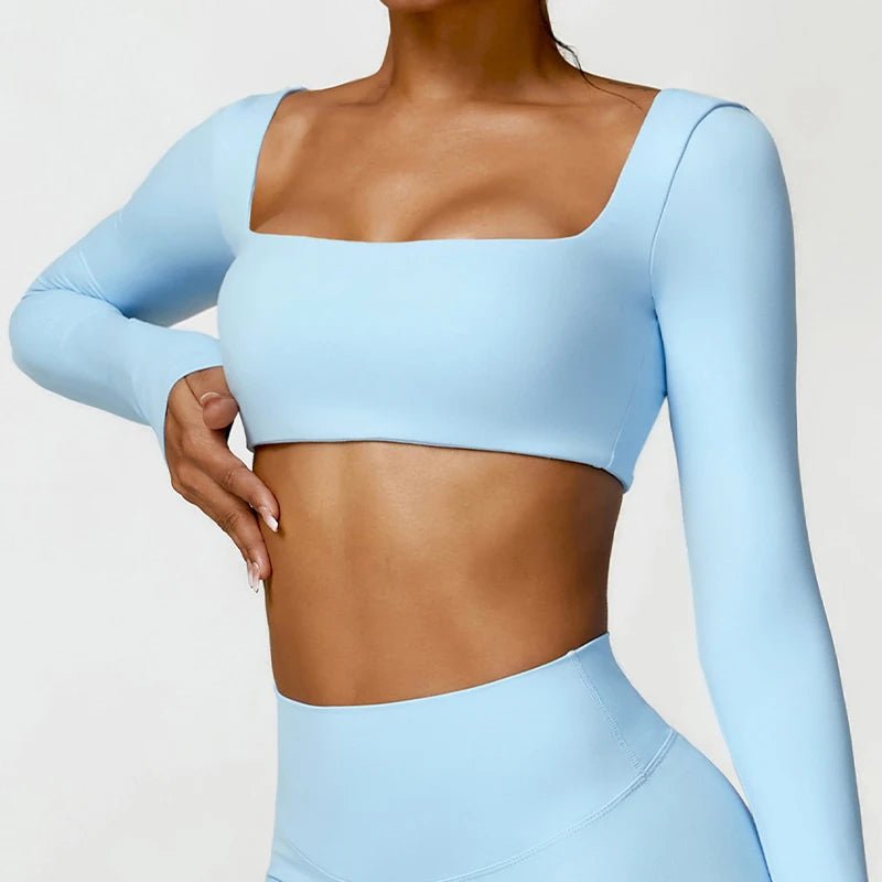 Women's Long Sleeve Fitness T-Shirt Gym Push Up Top - MANDOTOS INTERNATIONAL