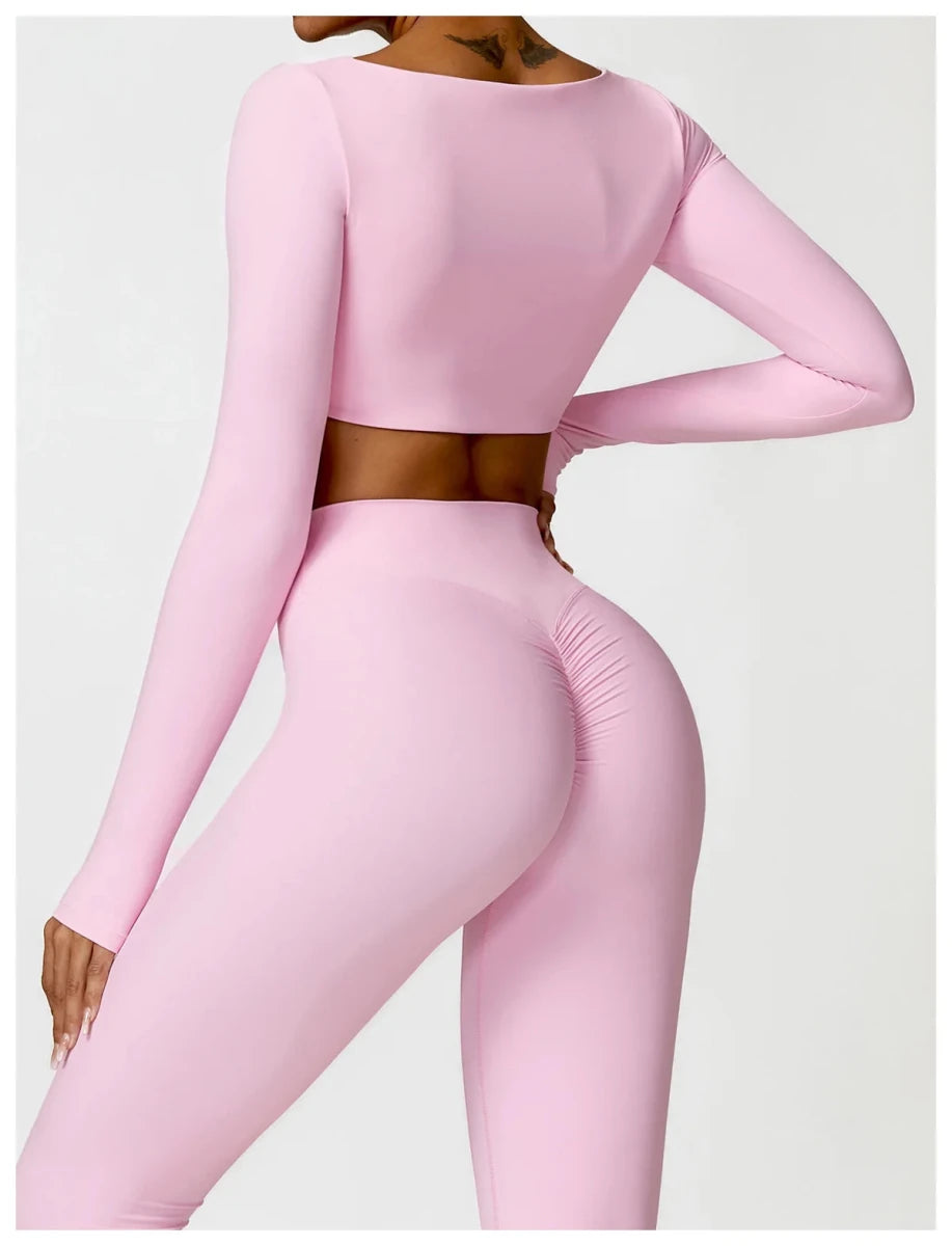 Women's Long Sleeve Fitness T-Shirt Gym Push Up Top - MANDOTOS INTERNATIONAL