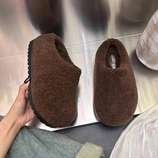 Women's Retro Fleece-Lined Platform Shoes - MANDOTOS