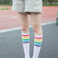 Women's Striped Knee-High Cotton Socks - MANDOTOS