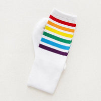 Women's Striped Knee-High Cotton Socks - MANDOTOS