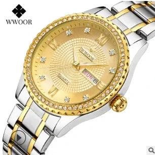 WWOOR Elegance Gold Diamond Quartz Watch - MANDOTOS