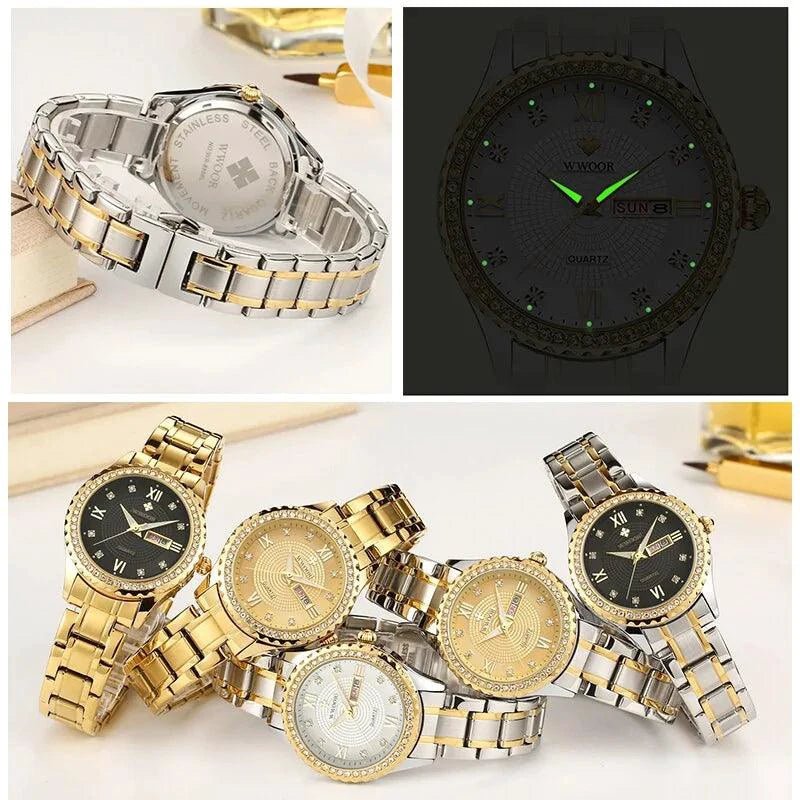 WWOOR Elegance Gold Diamond Quartz Watch - MANDOTOS