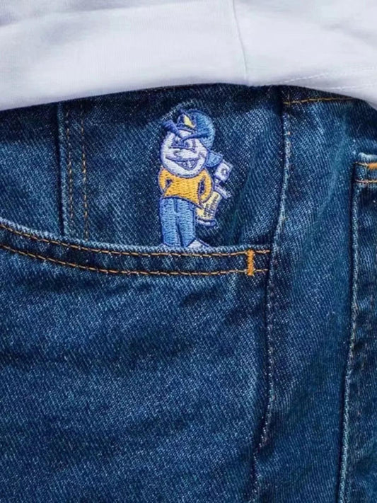 Y2K Big boy Jeans for Men Streetwear Baggy Jeans Embroidery Denim Leisure Simple Dime Pants Women Jeans Mujer Hot traf jean - MANDOTOS