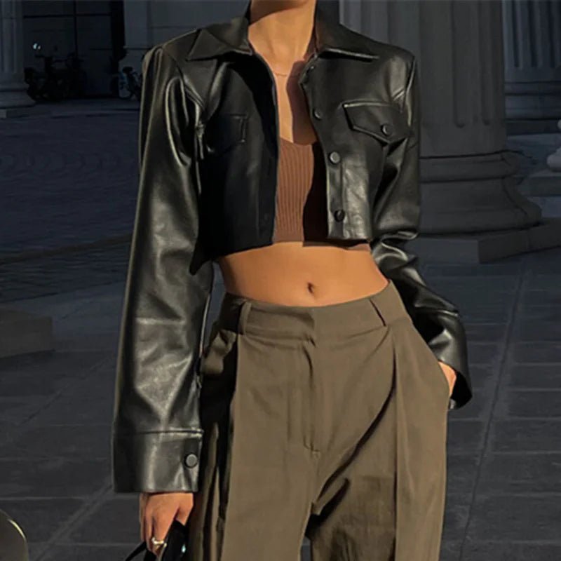Vogue PU Cropped Jacket - MANDOTOS INTERNATIONAL